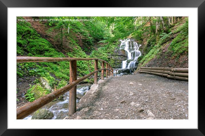 Carpathians. A path to the great waterfall of a mountain river. Ukraine. Framed Mounted Print by Sergii Petruk