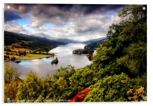 Queens View Loch Tummell Acrylic by Philip Hawkins