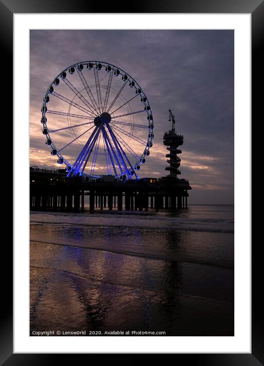 Ferris wheel at the beach of Scheveningen, Holland Framed Mounted Print by Lensw0rld 