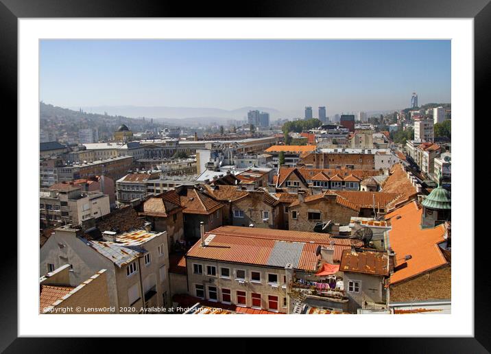 Beautiful view over the city of Sarajevo Framed Mounted Print by Lensw0rld 