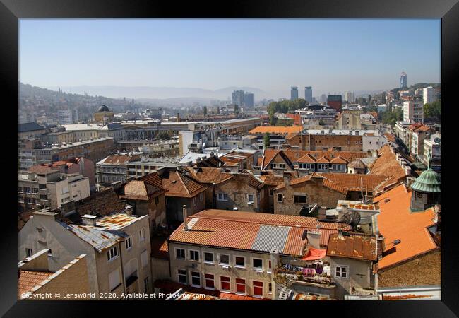 Beautiful view over the city of Sarajevo Framed Print by Lensw0rld 