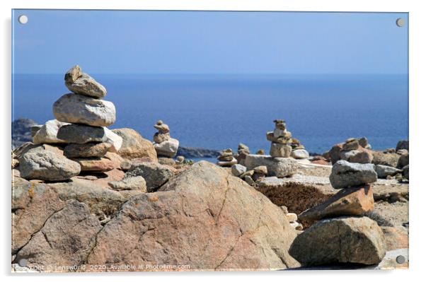 Stacked rocks at the coast of Mykonos Acrylic by Lensw0rld 