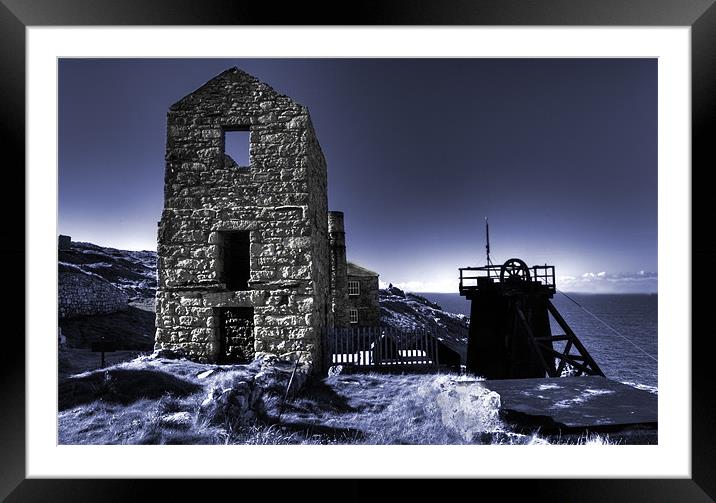 Levant tin mine in blue Framed Mounted Print by Rob Hawkins