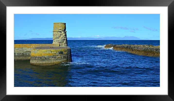 Dunure harbour entrance and Arran Framed Mounted Print by Allan Durward Photography