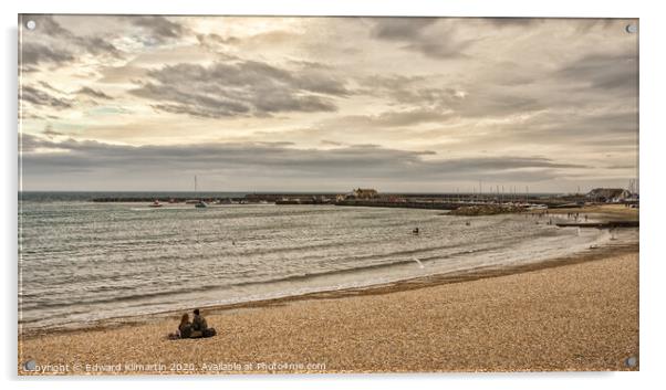 Lyme Regis Beach Acrylic by Edward Kilmartin