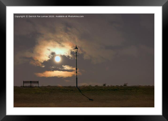 Lytham Lampost By Moonlight Framed Mounted Print by Derrick Fox Lomax