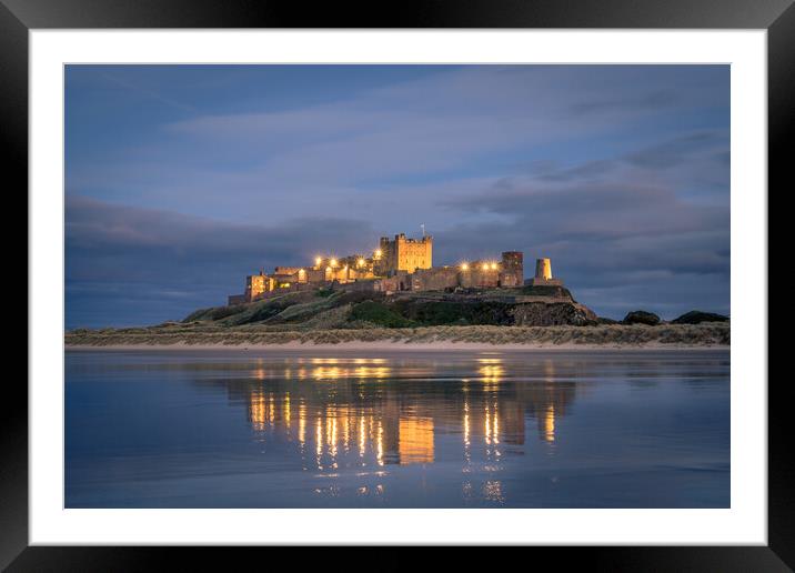 Bamburgh Castle Blue Hour Framed Mounted Print by Naylor's Photography