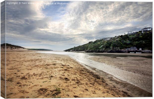 Crantock From The Gannel Canvas Print by Terri Waters