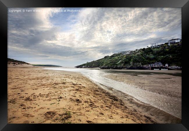 Crantock From The Gannel Framed Print by Terri Waters