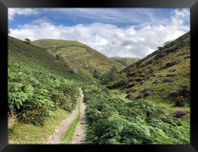 Walking the valley at Long Mynd Framed Print by Simon Marlow