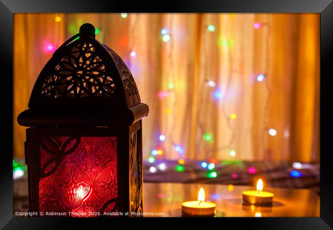 Ramadan lantern and lights Framed Print by Robinson Thomas