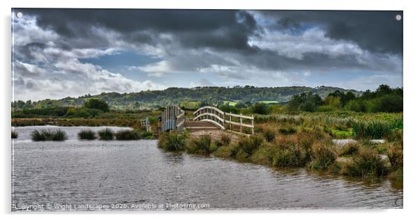 Brading Marshes Humped Bridge  Isle Of Wight Acrylic by Wight Landscapes