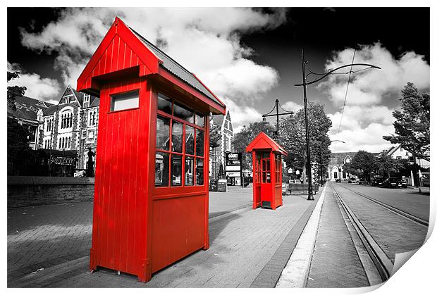 Christchurch Telephone Boxes Print by Stephen Mole