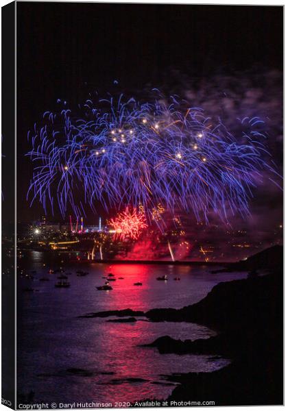 Starbursts at the British Fireworks Championships  Canvas Print by Daryl Peter Hutchinson