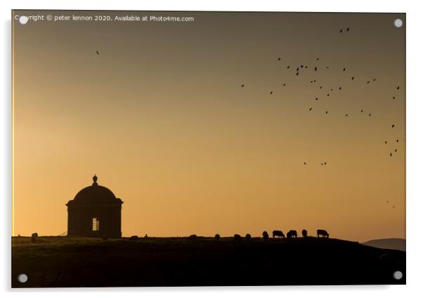 Mussenden Temple in silhouette Acrylic by Peter Lennon