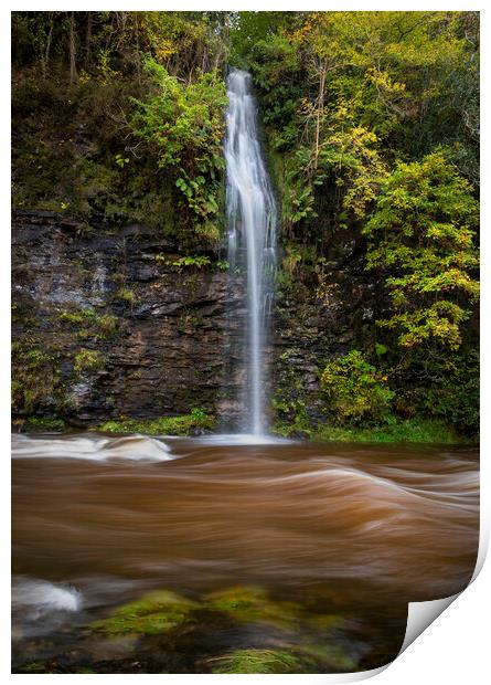 A waterfall on the river Tawe Print by Leighton Collins