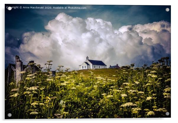 Church In Burra, Shetland. Acrylic by Anne Macdonald