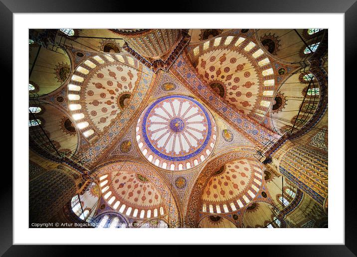 Blue Mosque Interior in Istanbul Framed Mounted Print by Artur Bogacki