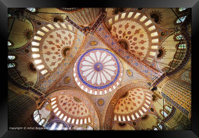 Blue Mosque Interior in Istanbul Framed Print by Artur Bogacki