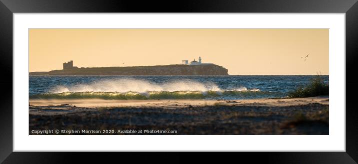 Sunlit Wave on Bamburgh Beach Framed Mounted Print by Stephen Morrison