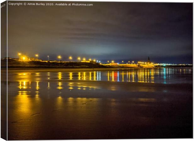 Tynemouth by Night Canvas Print by Aimie Burley