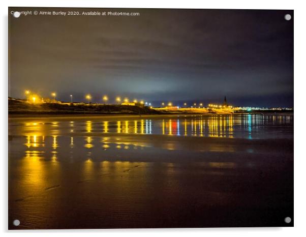 Tynemouth by Night Acrylic by Aimie Burley