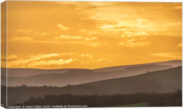 Fire in the Sky, Sunrise in the Scottish Borders Canvas Print by Dave Collins