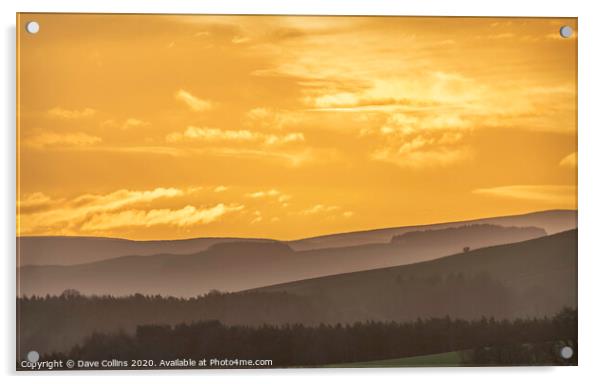 Fire in the Sky, Sunrise in the Scottish Borders Acrylic by Dave Collins