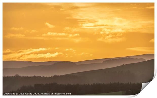 Fire in the Sky, Sunrise in the Scottish Borders Print by Dave Collins