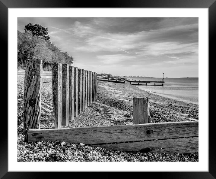 Groynes on the sea shore Framed Mounted Print by David Belcher