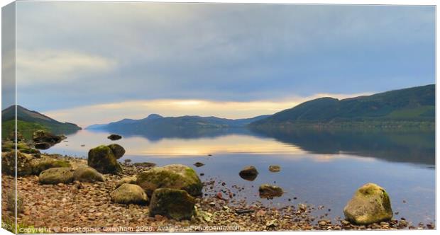 Loch Ness at Sunset Canvas Print by Christopher Oxenham