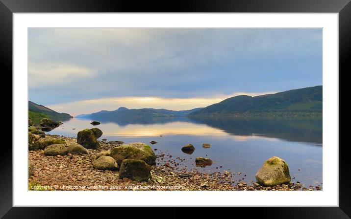 Loch Ness at Sunset Framed Mounted Print by Christopher Oxenham