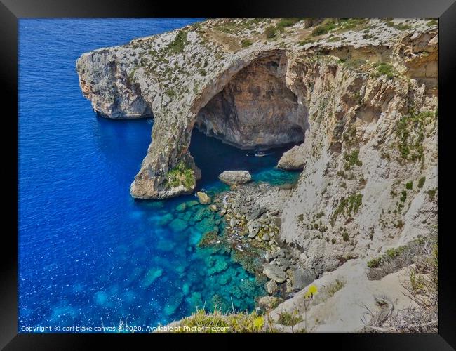 the blue grotto Framed Print by carl blake