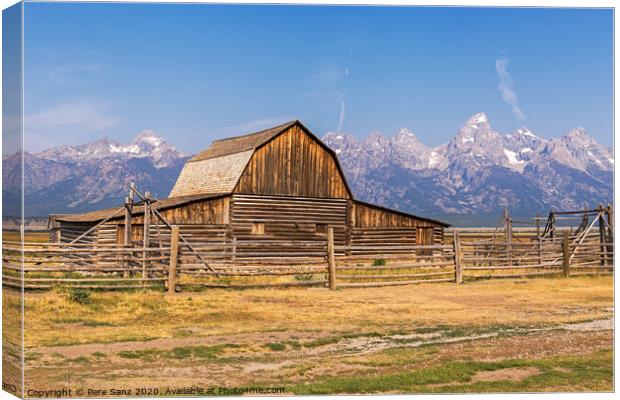 Mormon Row Barn in Grand Teton National Park, WY, USA Canvas Print by Pere Sanz
