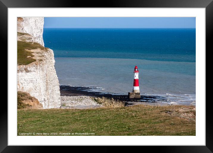 Beachy Head Lighthouse in the afternoon Framed Mounted Print by Pere Sanz