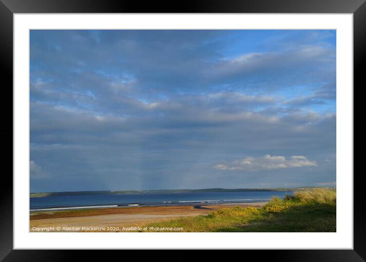 Coll beach, looking at the sun rays descending on  Framed Mounted Print by Alasdair Mackenzie