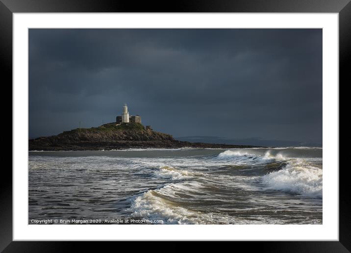 A windy day at Mumbles Framed Mounted Print by Bryn Morgan