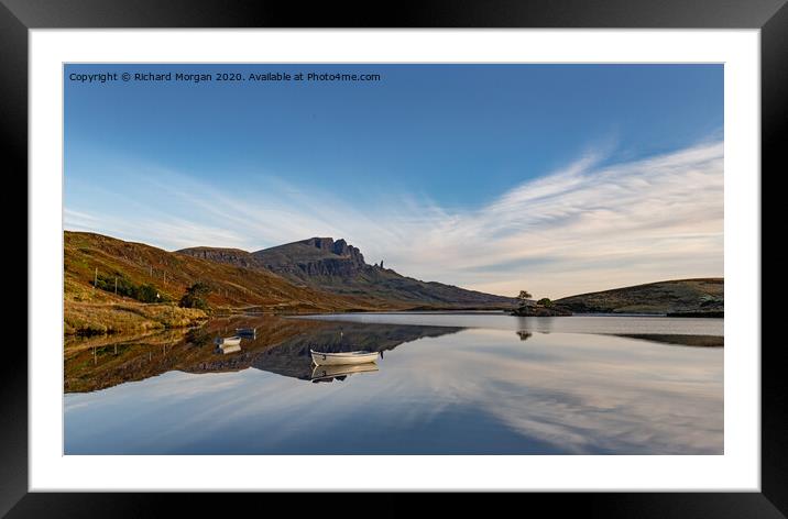 Old Man of Storr from Loch Leathan. Framed Mounted Print by Richard Morgan