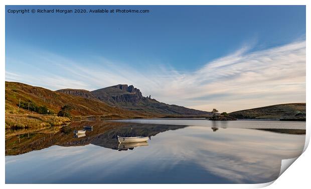 Old Man of Storr from Loch Leathan. Print by Richard Morgan