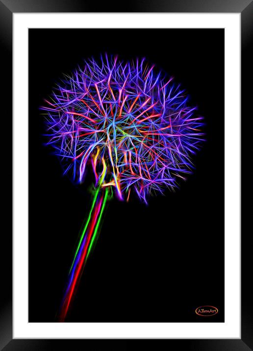 Electric Dandelion Clock Framed Mounted Print by Glen Allen