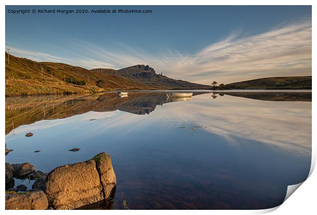 Perfect reflection of Old Man of Storr.  Print by Richard Morgan