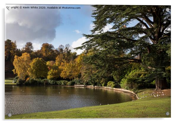 Autumn at Claremont Gardens Surrey Acrylic by Kevin White