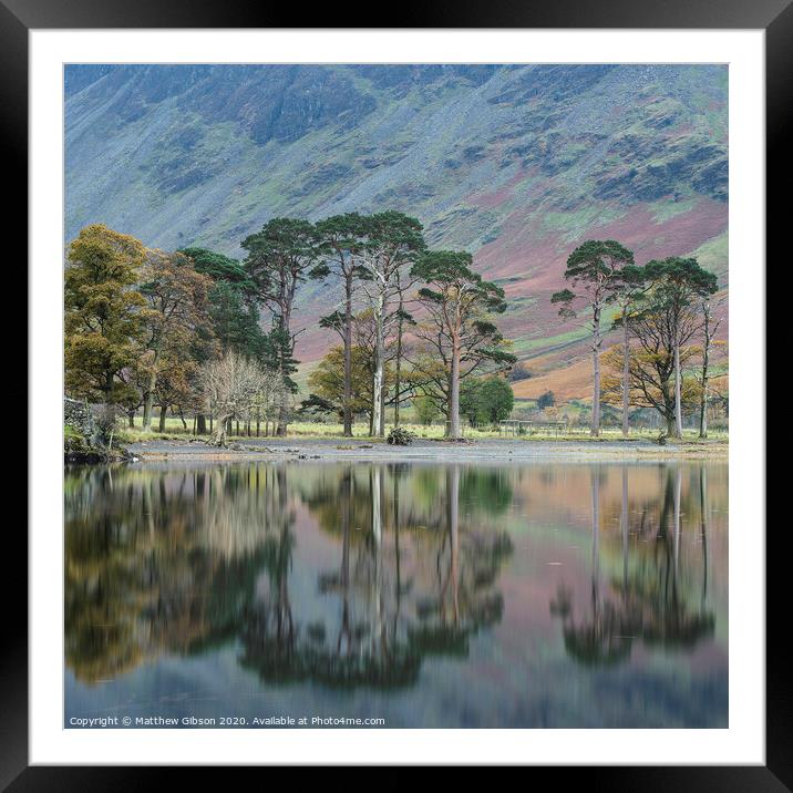 Stuning Autumn Fall landscape image of Lake Buttermere in Lake District England Framed Mounted Print by Matthew Gibson