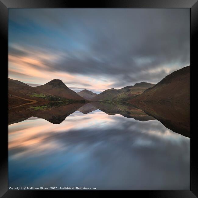 Beautiful sunset landscape image of Wast Water and mountains in Lkae District in Autumn in England Framed Print by Matthew Gibson