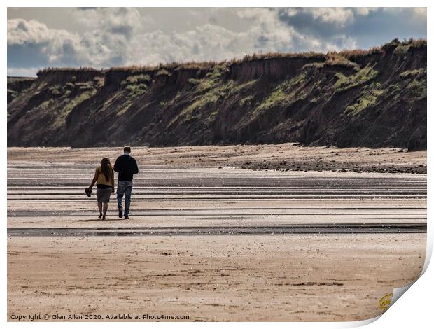 A walk on the Beach Print by Glen Allen