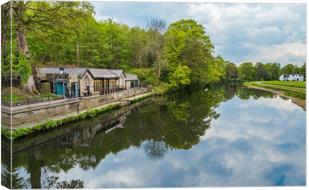 The Boathouse Inn next to the River Aire in Saltai Canvas Print by Ros Crosland