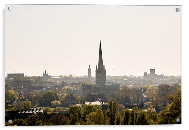 Norwich City Skyline, Norfolk.  Acrylic by Becky Louise 