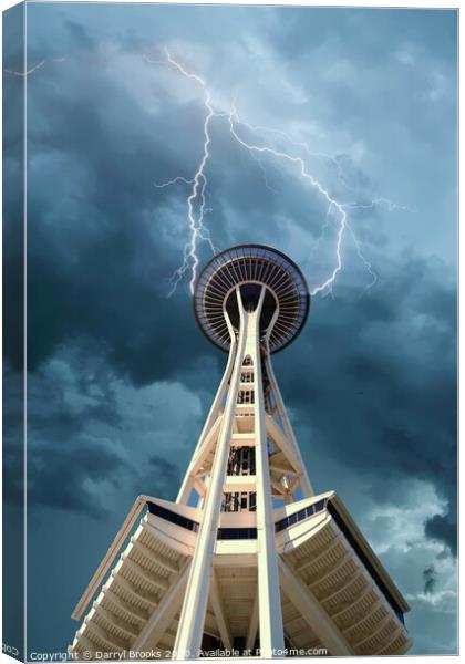 Space Needle Under Clouds Canvas Print by Darryl Brooks