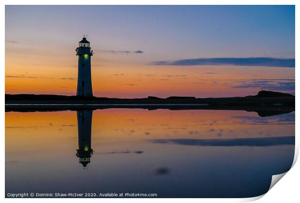 New Brighton Lighthouse sunset Print by Dominic Shaw-McIver