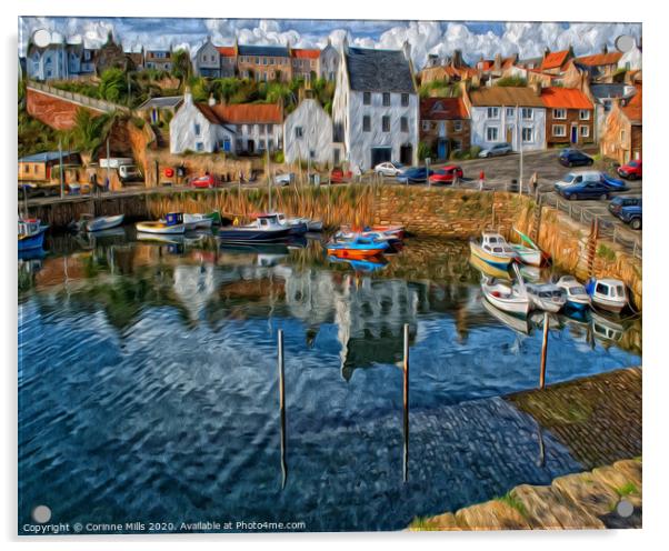 Crail Harbour Acrylic by Corinne Mills